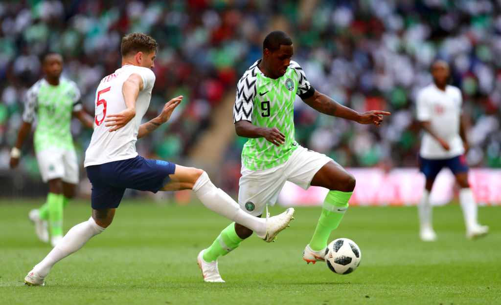 Ighalo defendiendo a Nigeria en el Mundial de Rusia 2018