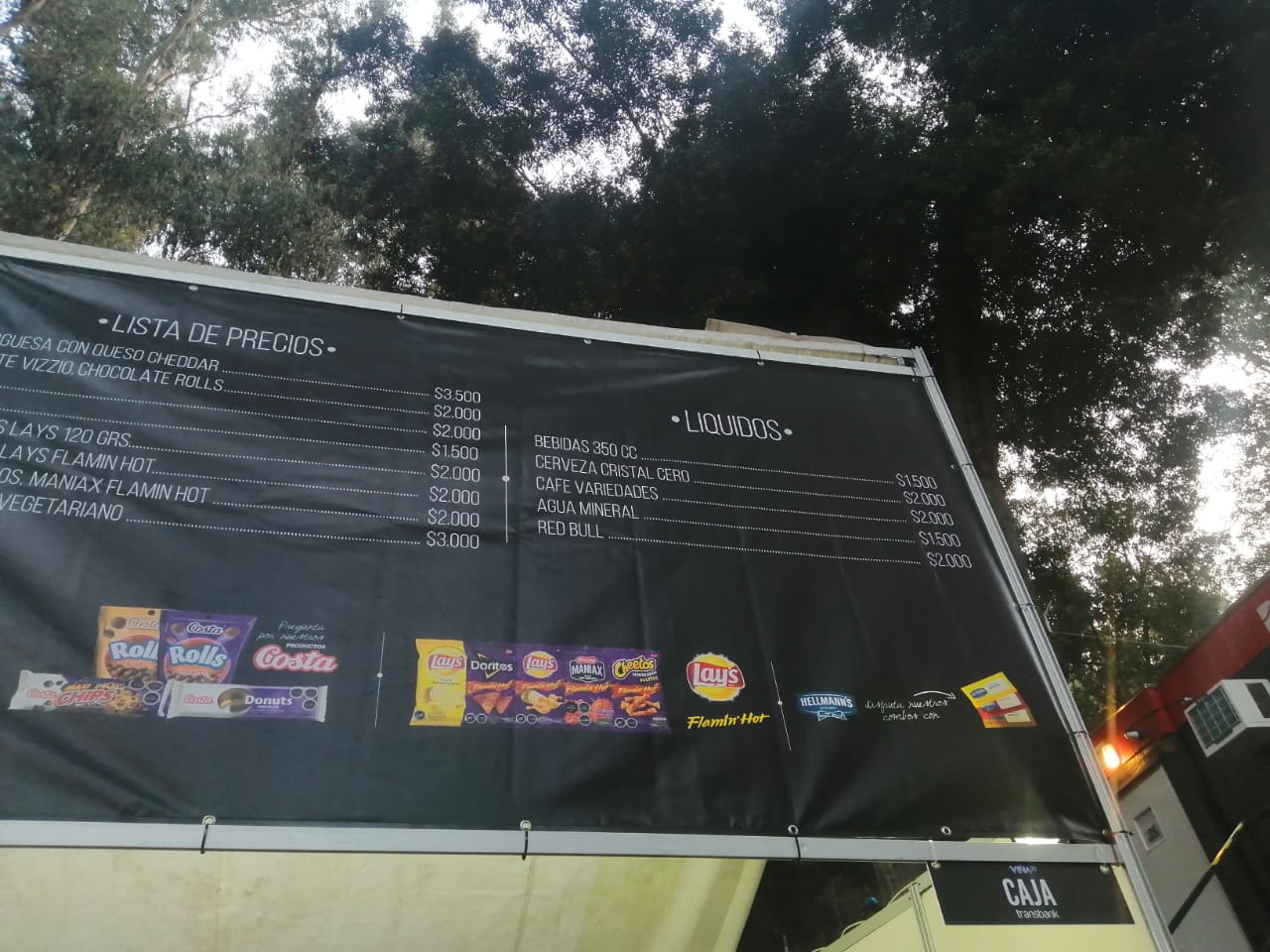 Precios de comidas y bebidas en la Quinta Vergara