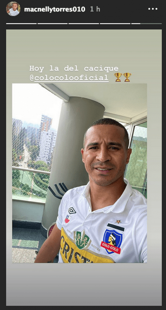 Macnelly Torres sorprende subiendo una foto con la camiseta de Colo Colo en su Instagram