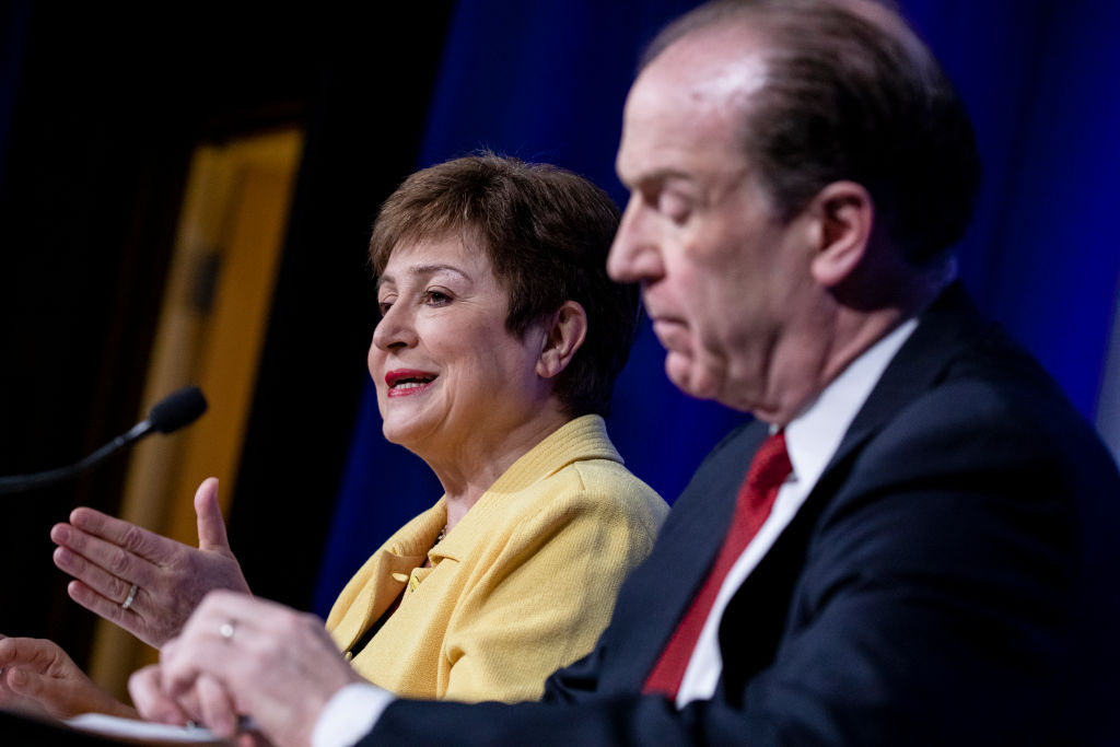 La directora gerente del FMI Kristalina Georgieva ante la prensa en Washington