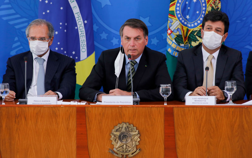 El ultraderechista Jair Bolsonaro en una conferencia de prensa en Brasilia