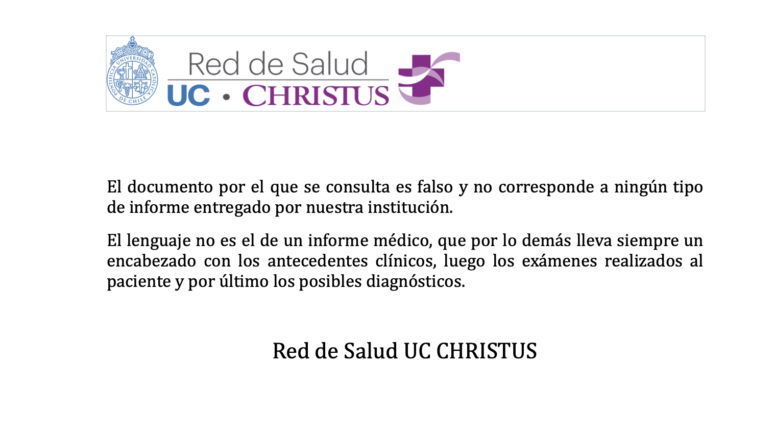 Comunicado UC Christus
