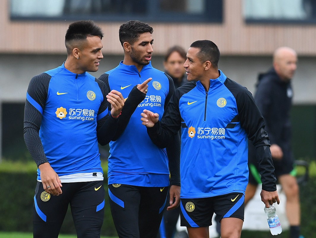 Alexis Sánchez en el entrenamiento de Inter