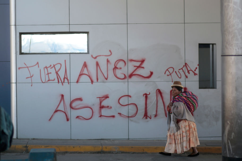Pintada en contra de Áñez en la ciudad de El Alto