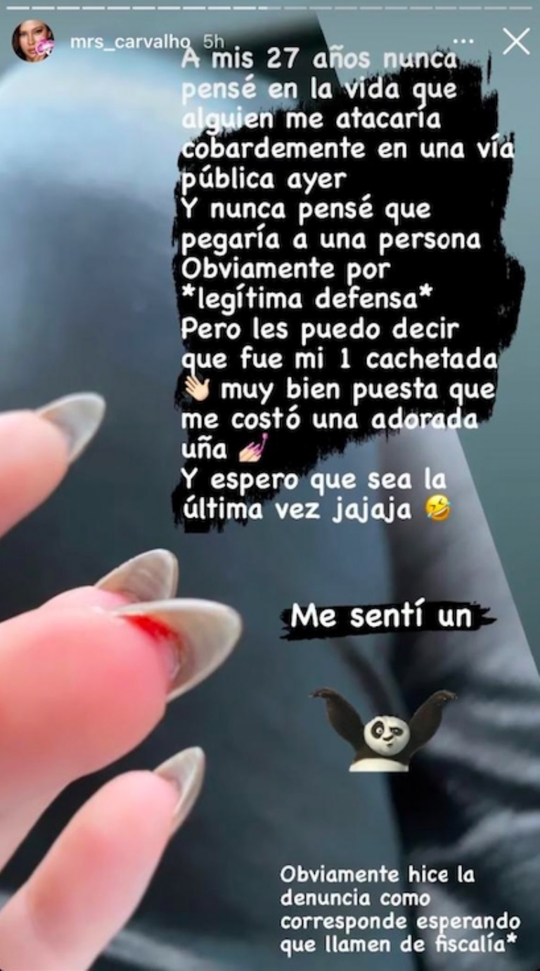 Michelle Carvalho denunció en Instagram que mujer la atacó en la calle