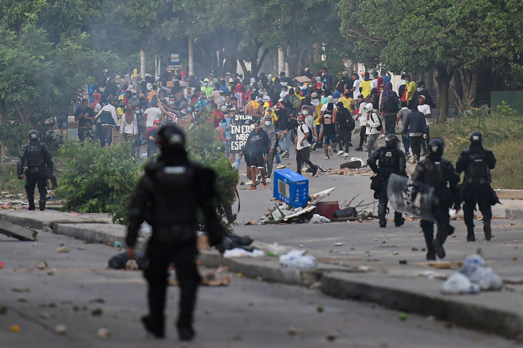 Protesta en Barranquilla durante el partido entre Colombia y Argentina