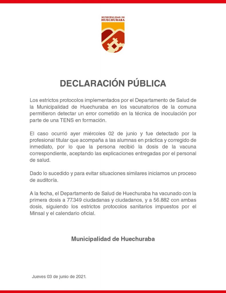 Declaración pública Huechuraba