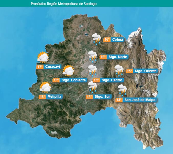 Chubascos y tormenta eléctrica en la RM