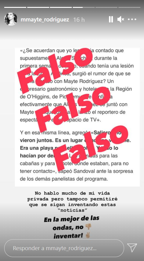 Mayte Rodríguez aclaró rumor sobre Alexis Sánchez