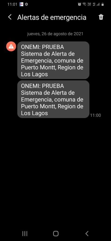 Prueba del Sistema de Alerta de Emergencia para celulares en Puerto Montt