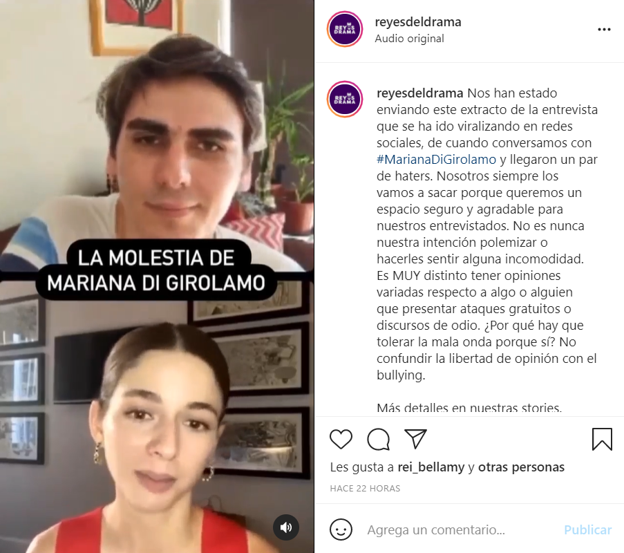Respuesta de Mariana Di Girólamo a hater