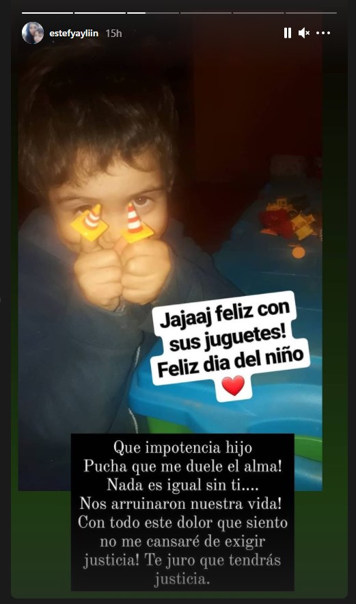 Estefanía Gutiérrez recordó a su hijo en el Día del Niño