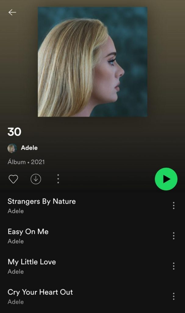 La razón por la que Spotify eliminó la opción de aleatorio del nuevo álbum de Adele