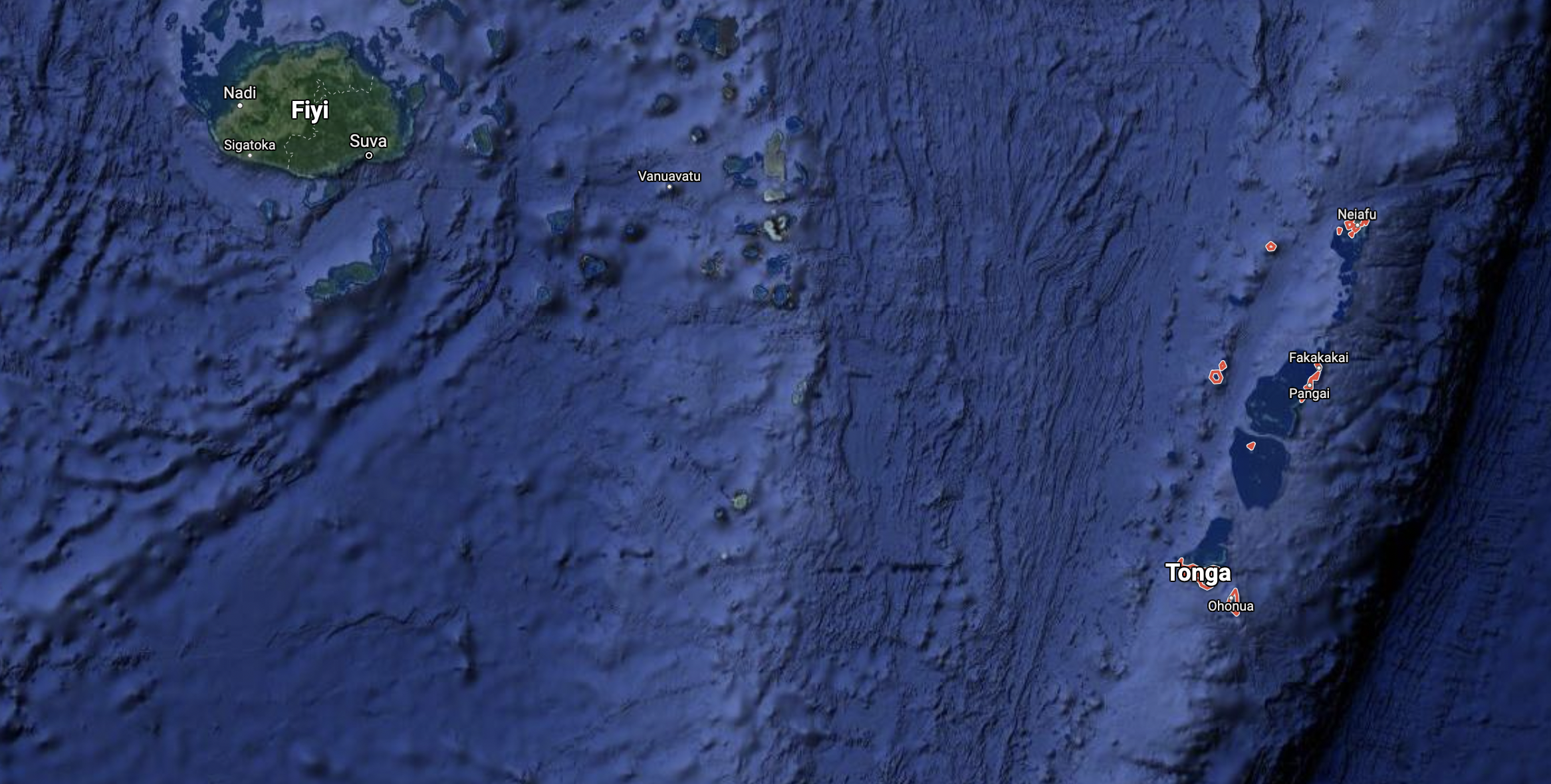 Imagen de la isla de Tonga en el continente oceánico
