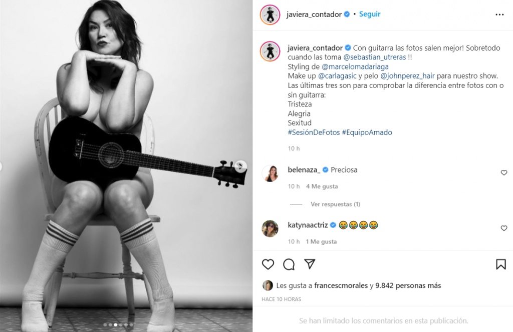 Javiera Contador sorprende con creativo desnudo: Con guitarra sale mejor