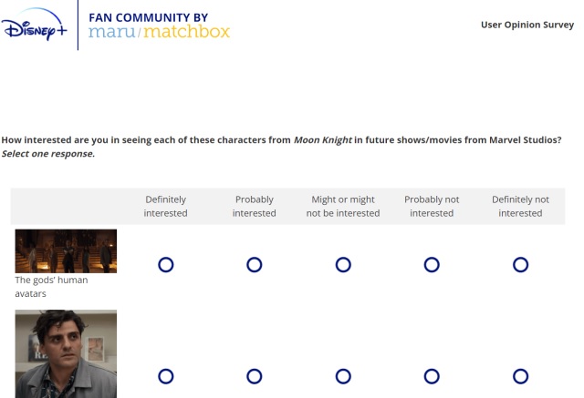 Encuesta Disney Plus a clientes premiun por segunda temporada de Moon Knight
