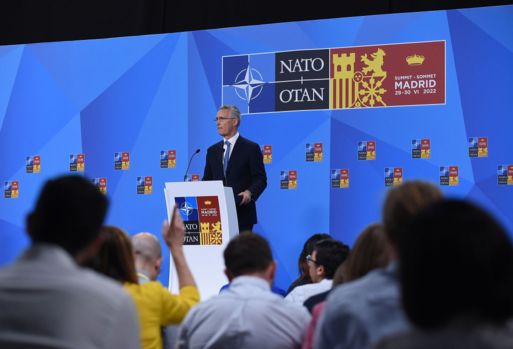 El titular de la OTAN, Jens Stoltenberg, ante la prensa en la cumbre de Madrid