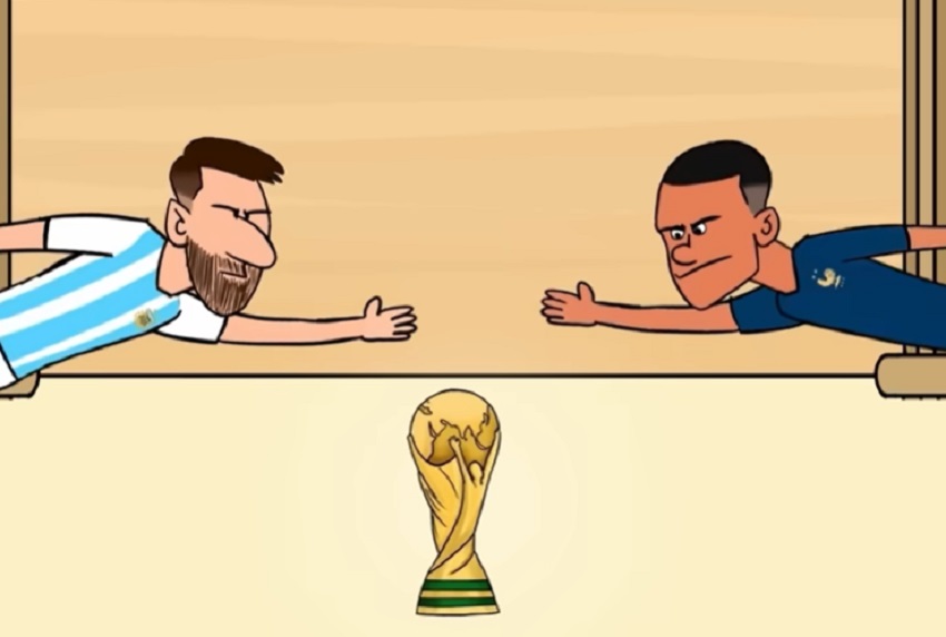 Con Messi y Mbappé peleándose el trofeo: La Copa del Mundo en un video