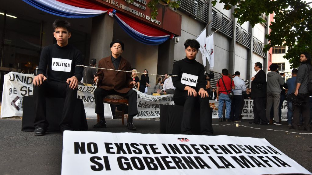Protesta en la ciudad de Asunción contra la corrupción en Paraguay