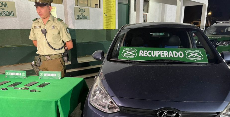 Gracias al GPS del celular: carabineros detiene a delincuentes dedicados al robo de vehículos