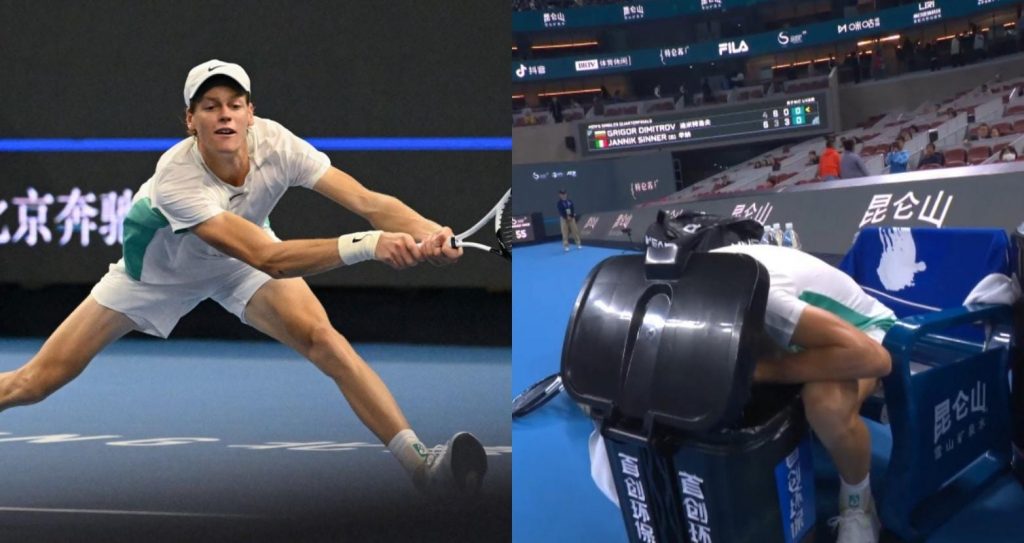 Vomitó en un basurero: la preocupante imagen que dejó Jannik Sinner en pleno partido por el ATP 500 de Beijing