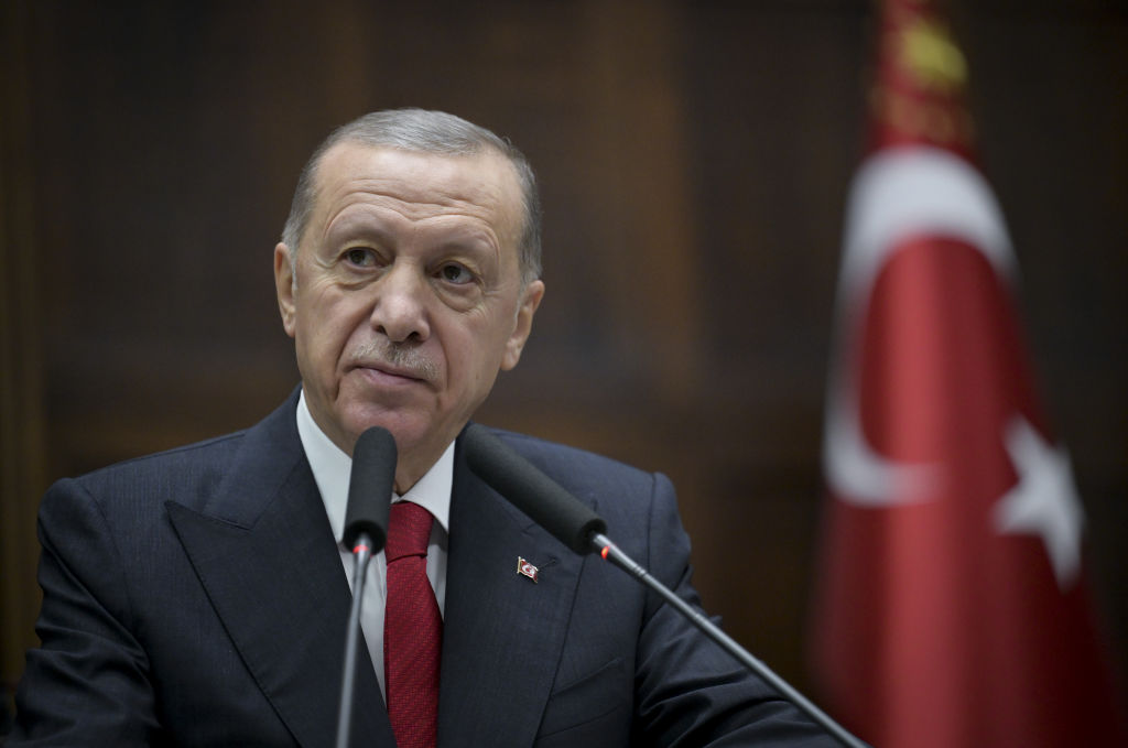 Presidente de Turquía Recep Tayyip Erdogan dando un discurso en Ankara